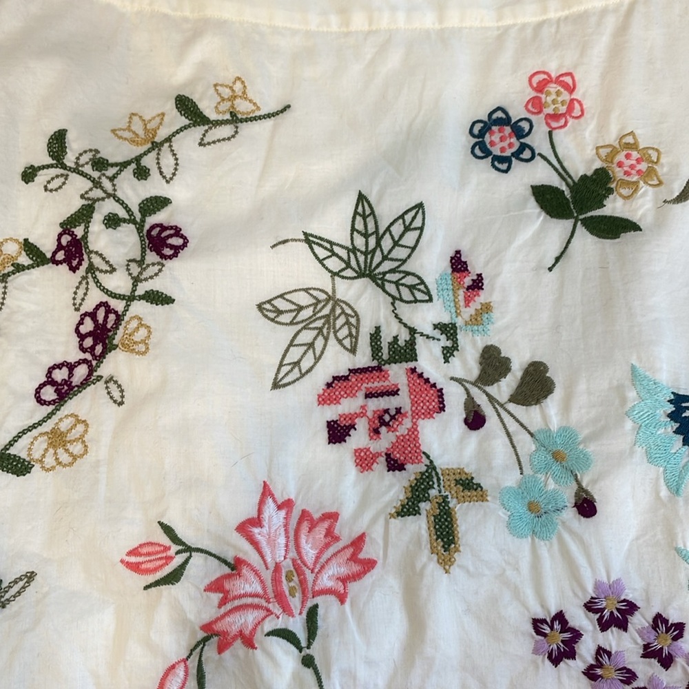 Talbots fully lined Aline cream embroidered flower side zip skirt - Picture 10 of 14
